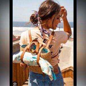 XIX Palms Insulated Picnic Cooler Bag Backpack Jute Woven Handmade